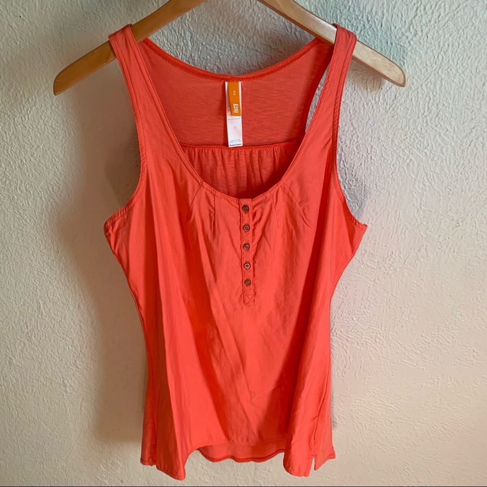 Lucy athletic modal blend henley tank coral pink